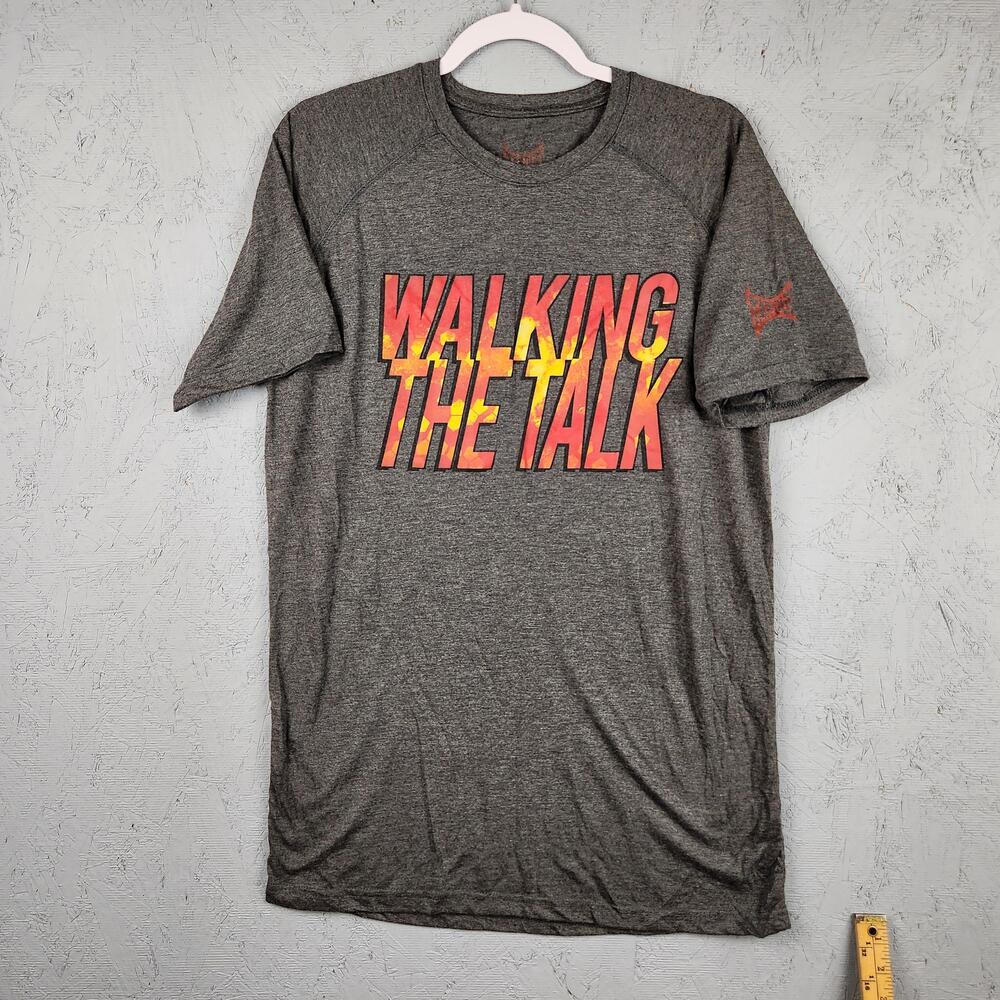 Tapout Shirt Mens Large Gray Walking The Talk Graphic MMA Training Athletic Logo